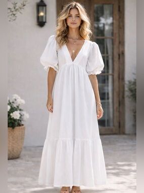 ASOS White Maxi Dress | Puff Sleeve Cottagecore Dress 
NWOT/Never Worn